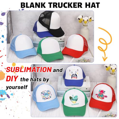 Ultrafun 10 Pack Trucker Hat Mesh Sublimation Blank Hats Adjustable Baseball Caps Hats for Men Women - color: Pink White