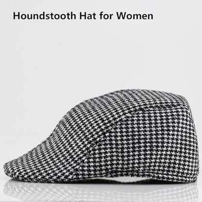 Women's Berets: Black Houndstooth Red Beret Hats for Women Fall Winter Fashion Outfit - color: Advance-houndstooth-black