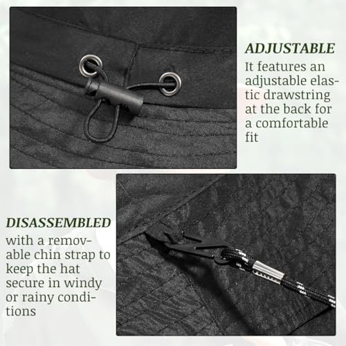 Unisex Waterproof Foldable Bucket Hat Packable Sun Cap for Hiking - color: Black