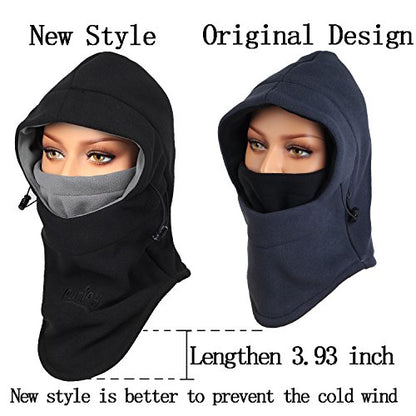 Warm Fleece Balaclava Ski Bike Full Face Mask Neck Warmer Winter Sports Cap - color: Black Grey2