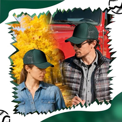 12 Pcs Sublimation Blank Trucker Hats Bulk Mesh Snapback Baseball Cap Mesh Trucker Caps for Men and Women DIY Custom Hats - color: Forest Green
