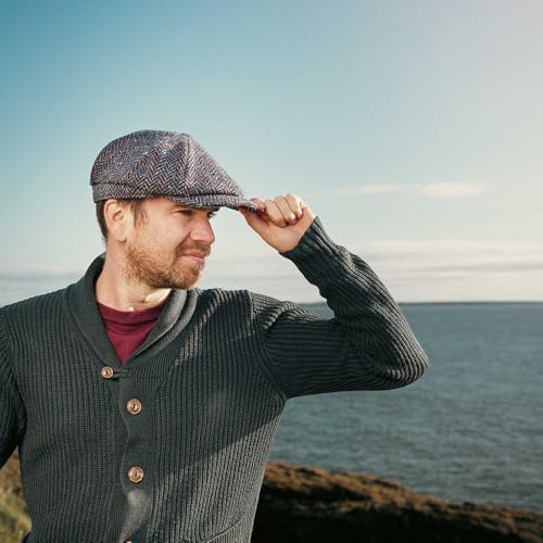 Biddy Murphy Irish Wool Tweed Newsboy Cap for Men, Herringbone - color: Navy, size: Small