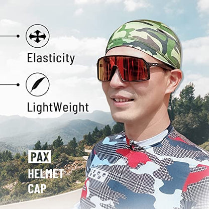 PAX Beanie Cycling Skull Caps, Camo Cooling Helmet Liner, Sweat Breathable Moisture Wicking Running Hat for Outdoor Sport. - color: Camo Green