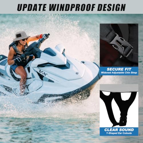 Surblue Surf Bucket Hat with Widened Chin Straps UPF 50+ Windproof Sun Hat Adjustable Packable Cap for Water Sports Surfing - color: Lightgray