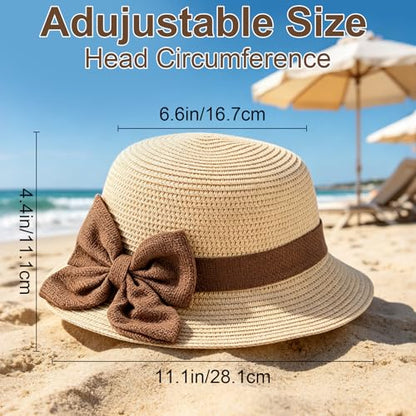 Womens Sun Straw Hat, Summer Beach Sun Hats UPF Straw Hat for Women Beige