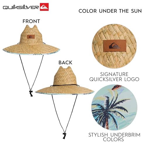Quiksilver Men's Wide Brim Outdoor Lifeguard Straw Sun Hat - color: Aqua, size: XX-Large