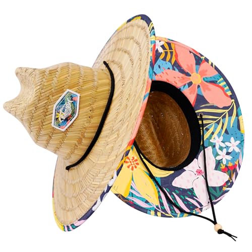 Palmyth Straw Hat for Men & Women Sun Hats, Beach Hat, Fishing Hat UPF 50+ - color: Islandbloom
