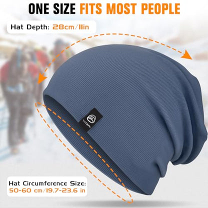 YANIKY Slouchy Beanie for Women, Mens Soft Cotton Beanie Hat, Double Layer Windproof Skull Cap for All Seasons - color: Denim Blue