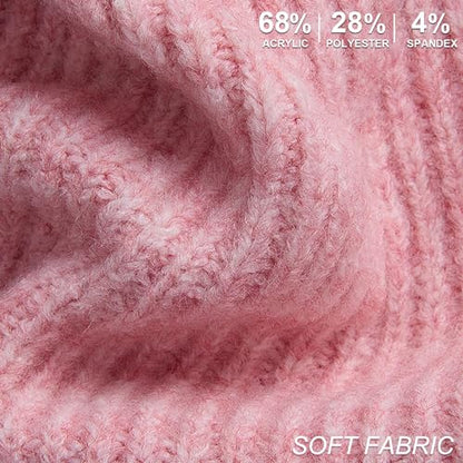 Large Slouchy Winter Hat for Cold Weather, Warm Loose Slouch and Cuffed Beanie Hats for Women Men - color: Pink