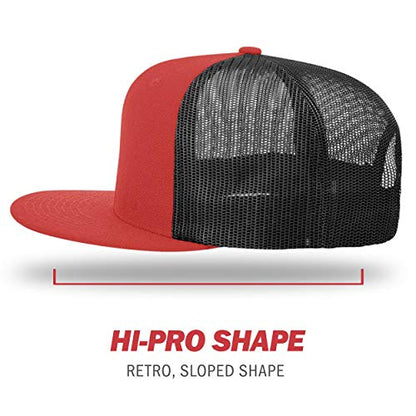 Richardson Unisex 511 Flatbill Trucker Adjustable Snapback Baseball Cap - color: Red/Black
