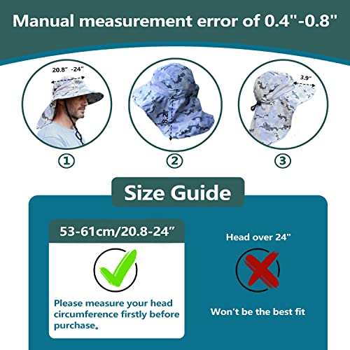 Solaris Small‑Head‑Fit Sun Hat with Neck Flap for Men & Women - color: #3 Digigy, size: One Size