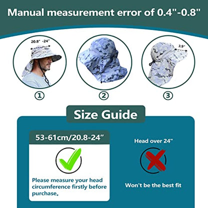 Solaris Small‑Head‑Fit Sun Hat with Neck Flap for Men & Women - color: #3 Digigy, size: One Size