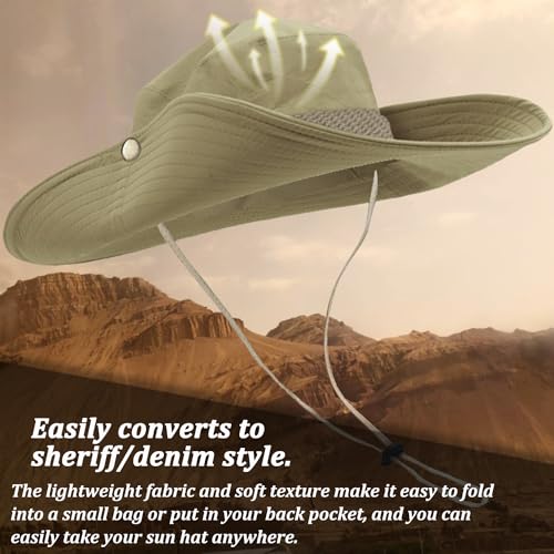 Sun Hats for Men Women, Fishing Hat UV Protection Wide Brim Bucket Hats Foldable Boonie Hat for Hiking Camping Safari - color: Brown