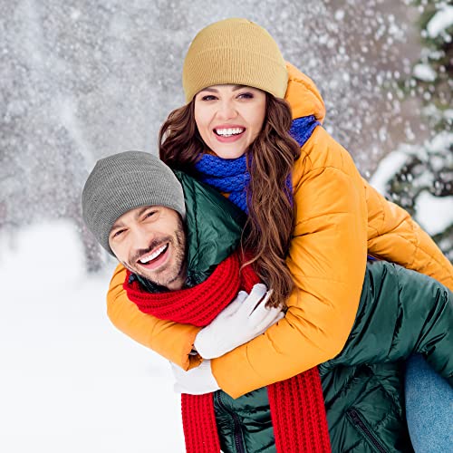 Cooraby 3 Pack Unisex Winter Skull Cap Beanies Knitted Cuff Hats Caps Roll-up Edge Beanie Hats for Men Women Outdoors - color: Black, Light Grey, Light Beige