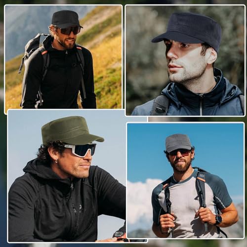 Glamorstar Unisex Cadet Army Hats 4 Pieces Military Flat Top Newsboy Cap - color: Black+grey+navy+amry Green