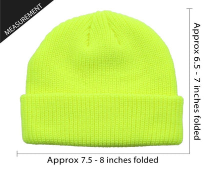 Fisherman Short Beanie Leon Roll up Trawler Classic Skullcap Hipster Beanie Warm Winter Hats Acrylic Ribbed Knit Cuff Daily - color: Neon Lime Fisherman Beanie