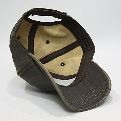 Heavy Washed Coated Canvas Wax-Look Adjustable Low Profile Men Women Baseball Cap - color: Coated Dark Brown
