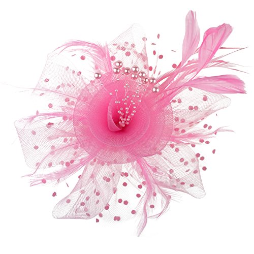 AQOKKA Women Fascinators Hats Flower Fascinators with Headband and Clip Tea Party Headwear for Women and Girls - color: 1 Pc 7" Diameter / Pink