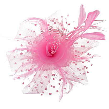 AQOKKA Women Fascinators Hats Flower Fascinators with Headband and Clip Tea Party Headwear for Women and Girls - color: 1 Pc 7" Diameter / Pink