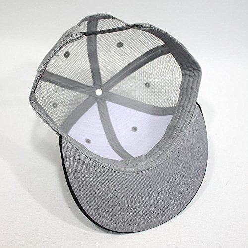 Plain Cotton Twill Flat Brim Mesh Adjustable Snapback Trucker Baseball Cap - color: Black/Gray/Gray