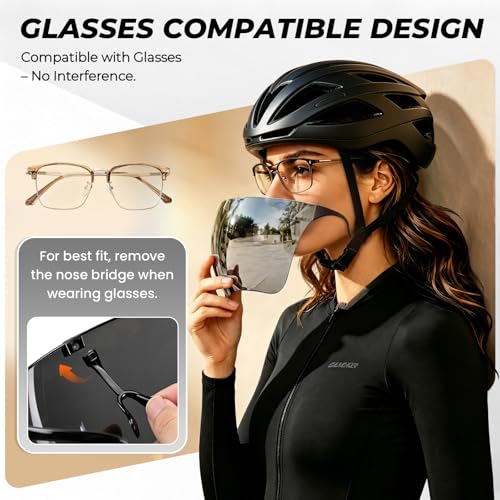 Full Face Shield Mask, Futuristic Anti-Fog Glasses Mirror Shield Sunglasses - color: Black With Silver Mirror