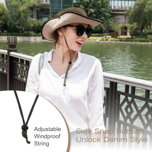 Bucket Hat UV Protection Sun Hat, Boonie Fishing Safari Hats for Outdoors - color: Olive Green 2