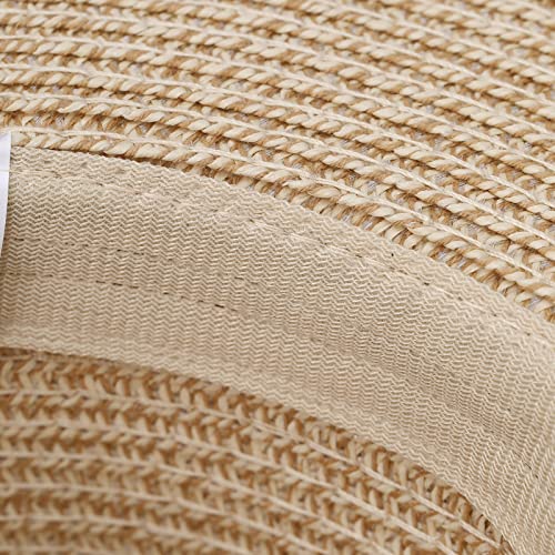 Straw Cowgirl Hat for Women Cowboy Hats for Men Wide Brim Sun Hat Shapeable Western Hat Beach Hat - color: Beige+brown
