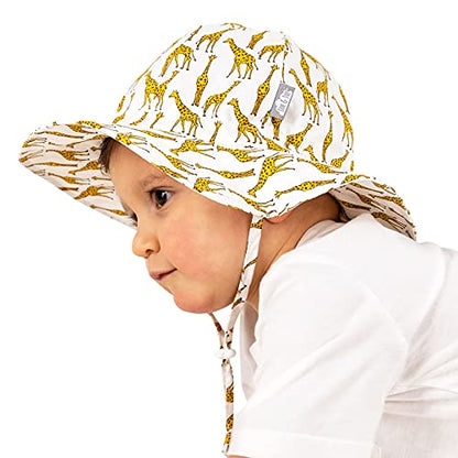 JAN & JUL Adjustable Cotton Floppy Sun Hat with 50+ UPF Protection for Boys - color: Giraffe, size: 5-12 Years