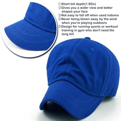 Loneshark Short Brim Baseball Cap for Running Small Bill Umpire Hat - color: Skyblue