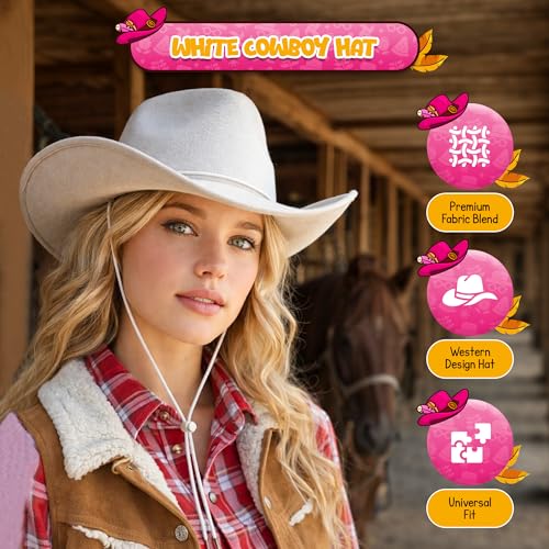 4E's Novelty Cowboy Hat for Women & Men, Felt Cowgirl Hat for Adults, Western Party Dress Up Accessories