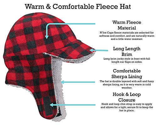 N'Ice Caps Toddler Baby Boys Flap Hat Mitten Set Fleece Sherpa Lined - color: Red, size: 4-6 Years