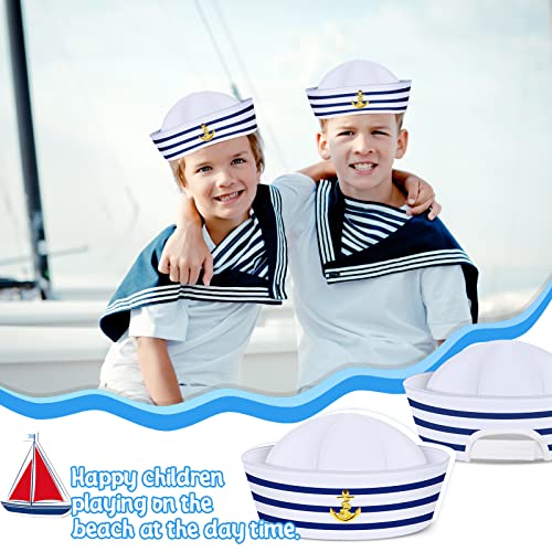 Syhood 12 Pcs Blue with White Sailor Hats Captain Navy Hat - style: Lovely Style