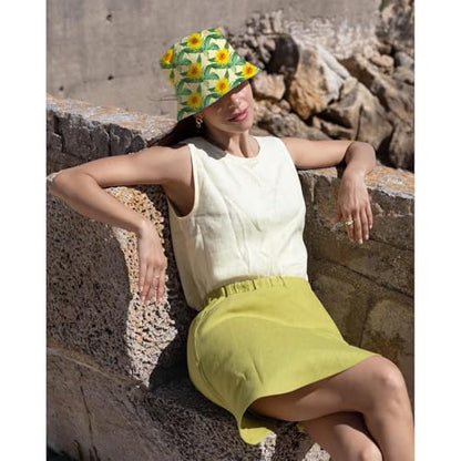 Bucket Hat for Men Women Funny Holiday Fishing Hat Cute Fisherman Cap - color: Sunflower1