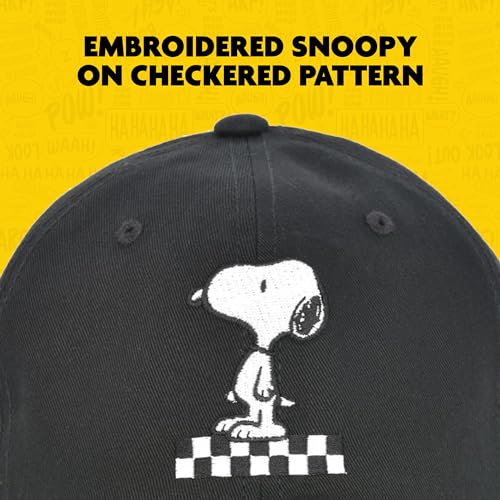 Concept One Unisex Adult Peanuts Snoopy Dad Hat, Adult Cotton Adjustable Baseball Cap with Curved Brim - color: Black