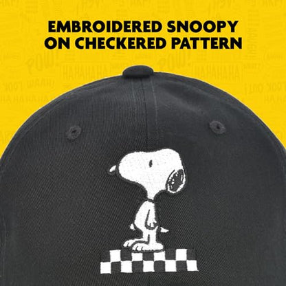 Concept One Unisex Adult Peanuts Snoopy Dad Hat, Adult Cotton Adjustable Baseball Cap with Curved Brim - color: Black