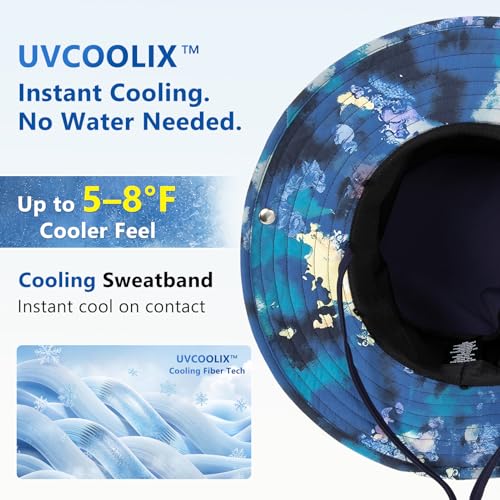 Unisex UVCoolix™ Cooling Sun Hat with Detachable Neck Flap - color: Midnight Nebula Blue, size: Medium-Large