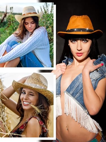 XunYee 8 Pcs Rhinestone Hat Bands for Cowboy Hats Women Men - color: Colorful