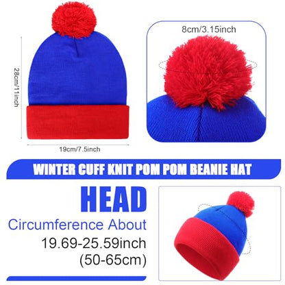 Shinymoon Halloween Knit Pom Beanie Hat Cosplay Headwear - color: Royal Blue