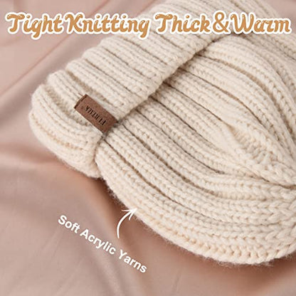 FURTALK Toddler Beanie Satin Lined Baby Boys Girls Winter Hats Pom Pom Beanies for Kids - color: Beige, size: 2-8 Years