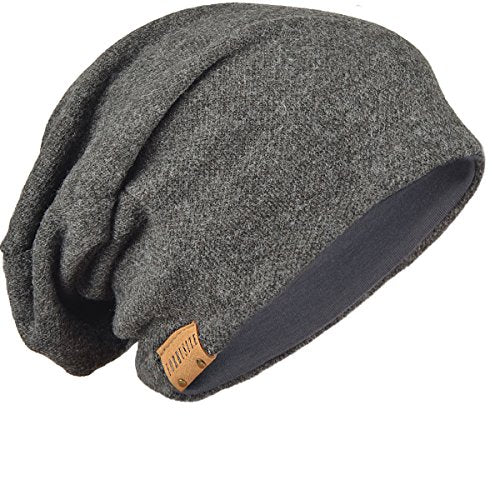 FORBUSITE Mens Slouchy Long Beanie Knit Cap for Summer Winter, Oversize - color: Soild-dark Grey, size: Large