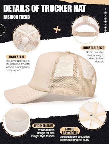Tarpop 10 Pcs Sublimation Blank Trucker Hats Bulk - color: Tan