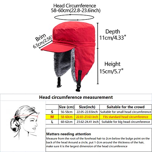 Winter Trapper Hunting Hat,Tweed Ear Flaps Cap,Berber Fleece Lined - color: Red 1