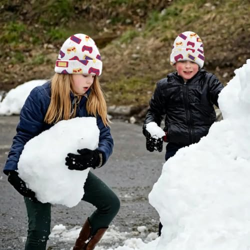 Kids Beanie Knit Hat Winter Unisex Cuffed Beanies Skull Cap Warm Double Layer Thick Acrylic Cute for Girls Boys - color: Game Machine