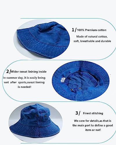 Premium Cotton Bucket Hats,Packable Hats for Men Women,Summer Bucket Hat,Fishing Sun Hats - color: Blue