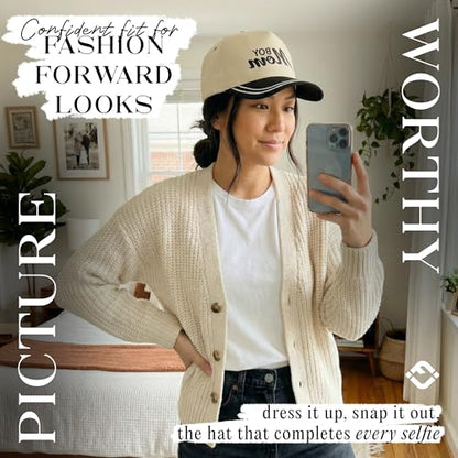 Funky Junque Women's 2 Tone Trucker Hats - color: Boy Mom - Black/Beige