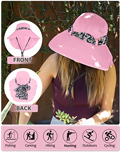 Tirrina Women's Sun Hat Wide Brim, UV Protection Sun Hats for Women - color: Pink