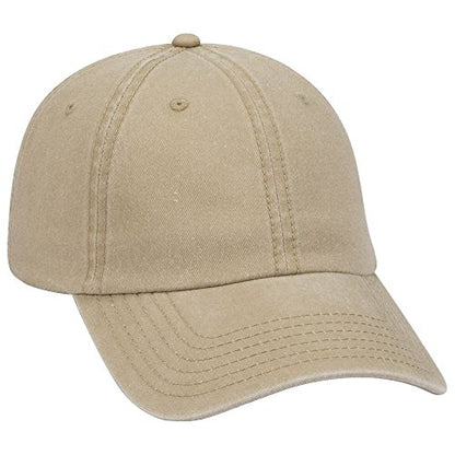 OTTO Garment Washed Pigment Dyed Cotton Twill 6 Panel Low Profile Dad Hat - color: Khaki