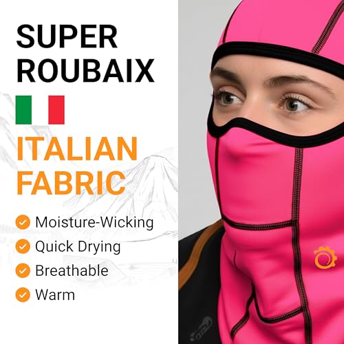 GearTOP Balaclava Ski Mask for Men and Women, Winter Motorcycle Face Mask - color: Black & Pink