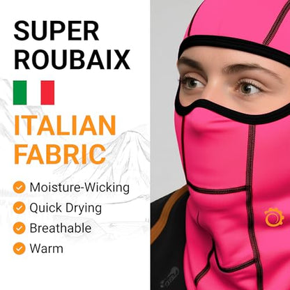 GearTOP Balaclava Ski Mask for Men and Women, Winter Motorcycle Face Mask - color: Black & Pink