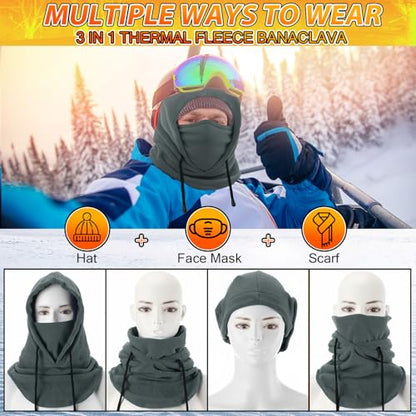 Eurzom 4 Pcs Winter Fleece Balaclava Face Mask - color: Coffee, Army Green, Wine Red, Gray